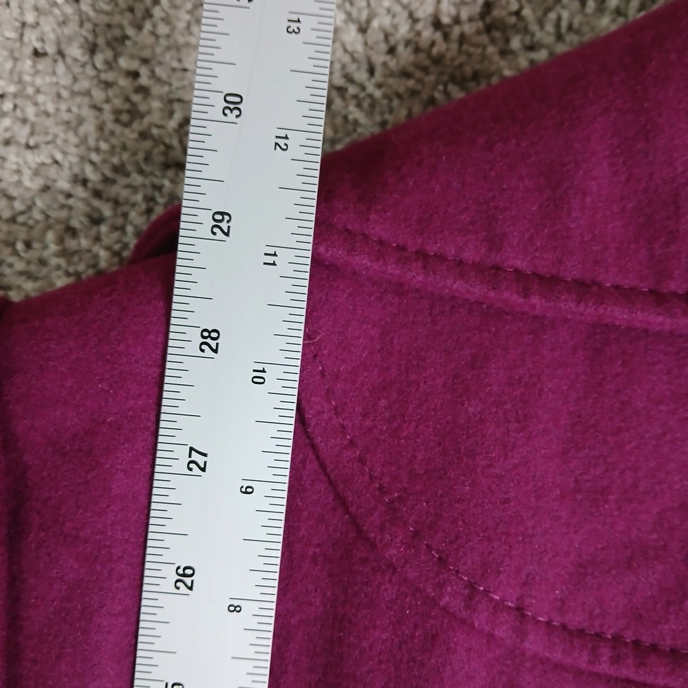 GUESS Womens Magenta Purple Double Breasted Pea Coat Leopard Print Lining - Picture 14 of 16
